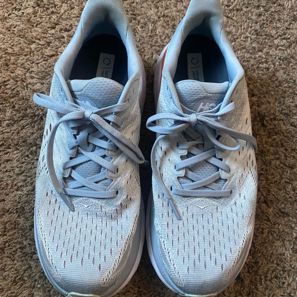 Hoka Light Gray and White Women's Sneakers